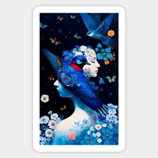 Lady Blue Bird Sticker